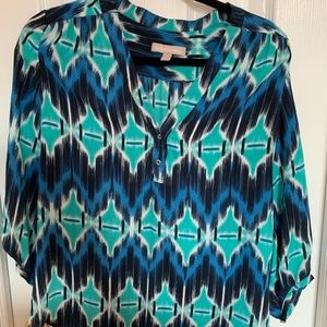 Banana Republic Blue/Green Printed Blouse